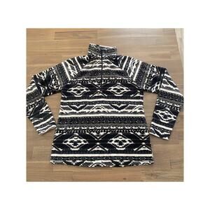 Eddie Bauer Black and White Long Sleeved Aztec Fleece Jacket Size M